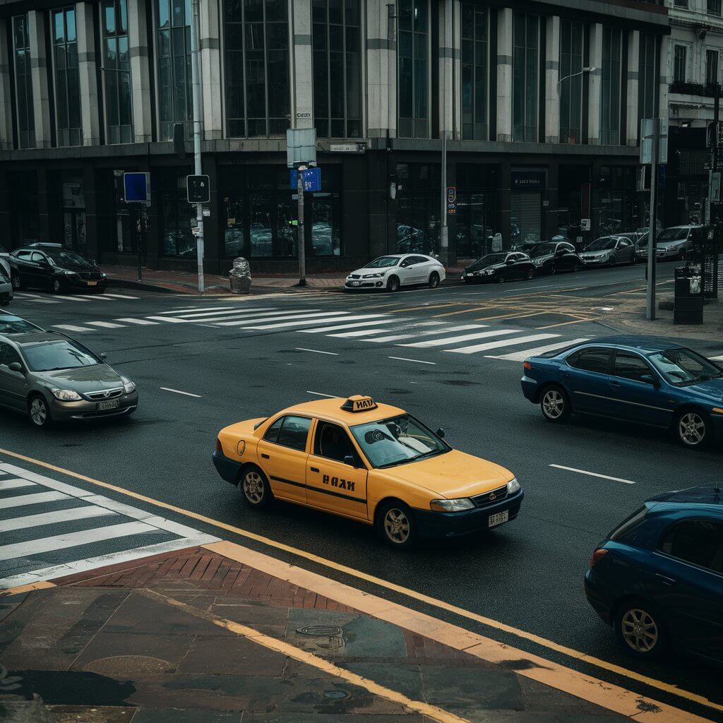 Taxi in city